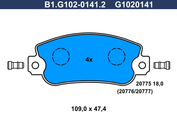 Kit de plaquettes de frein, frein à disque GALFER B1.G102-0141.2