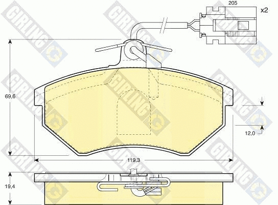 Kit de plaquettes de frein, frein à disque GIRLING 6110571