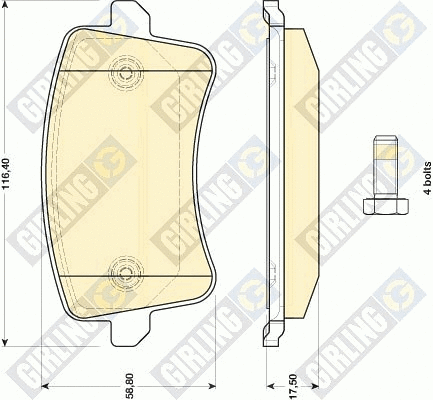 Kit de plaquettes de frein, frein à disque GIRLING 6117651