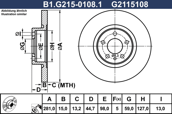 Disque de frein GALFER B1.G215-0108.1