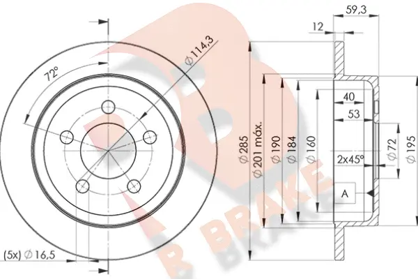 Disque de frein R BRAKE 78RBD25122