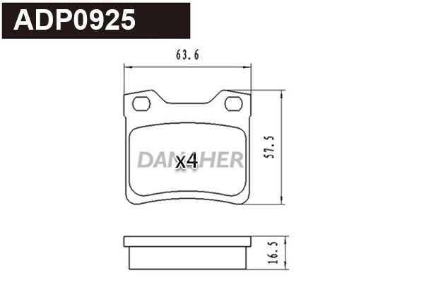 Kit de plaquettes de frein, frein à disque DANAHER ADP0925