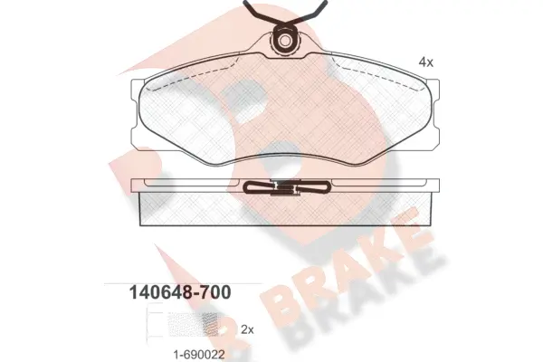 Kit de plaquettes de frein, frein à disque R BRAKE RB0648-700