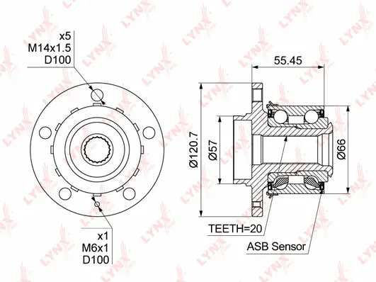 Kit de roulements de roue LYNXAUTO WH-1205