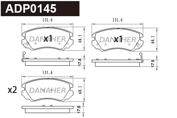 Kit de plaquettes de frein, frein à disque DANAHER ADP0145