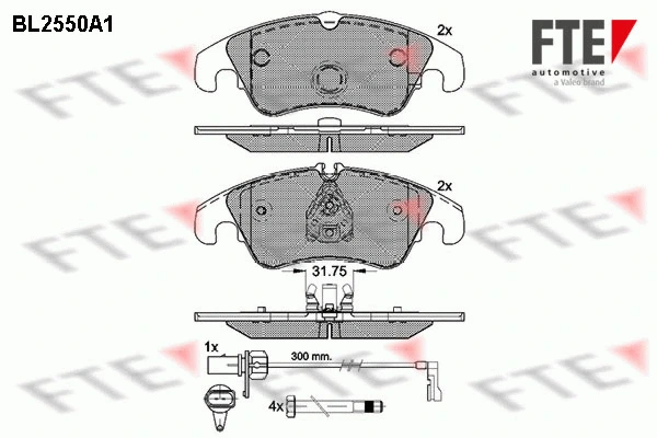 Kit de plaquettes de frein, frein à disque FTE 9010803