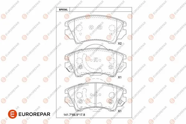 Kit de plaquettes de frein, frein à disque EUROREPAR 1681218880