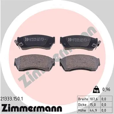 Kit de plaquettes de frein, frein à disque ZIMMERMANN 21333.150.1