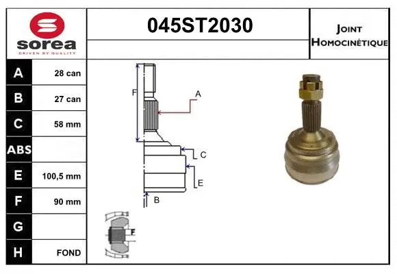 Jeu de joints, arbre de transmission STARTCAR 045ST2030