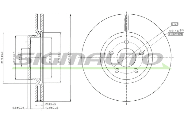 Disque de frein SIGMAUTO DBB835V