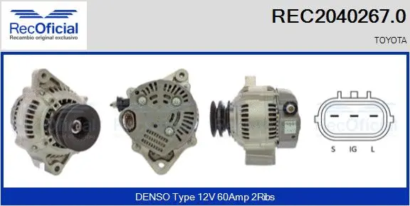 Alternateur RECOFICIAL REC2040267.0