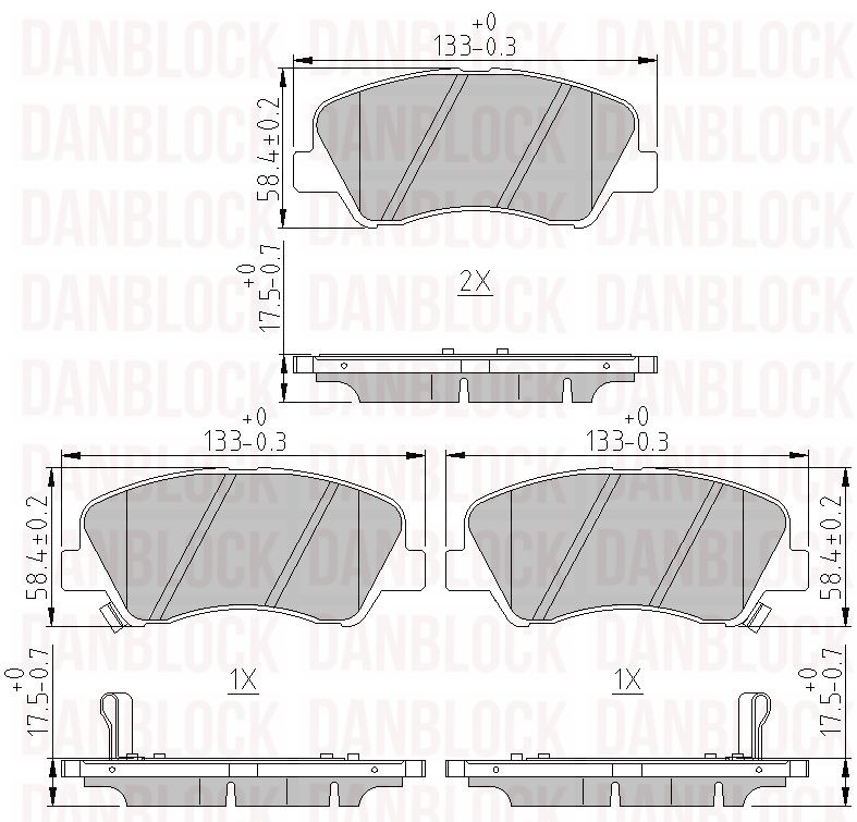 Kit de plaquettes de frein, frein à disque DANBLOCK DB 511003