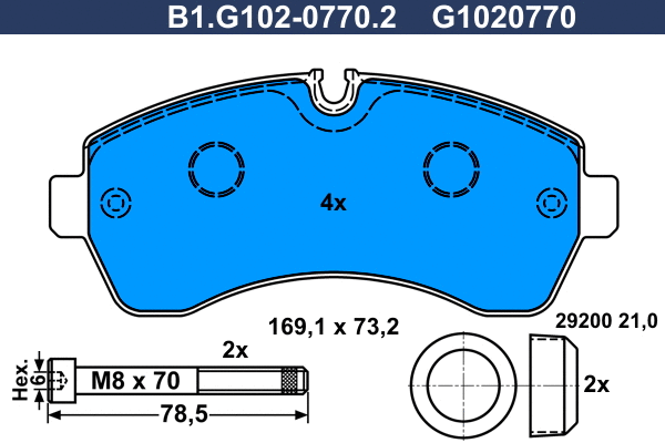 Kit de plaquettes de frein, frein à disque GALFER B1.G102-0770.2