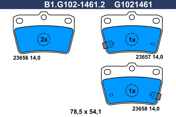 Kit de plaquettes de frein, frein à disque GALFER B1.G102-1461.2
