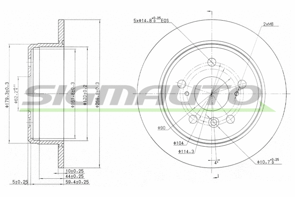 Disque de frein SIGMAUTO DBA684S