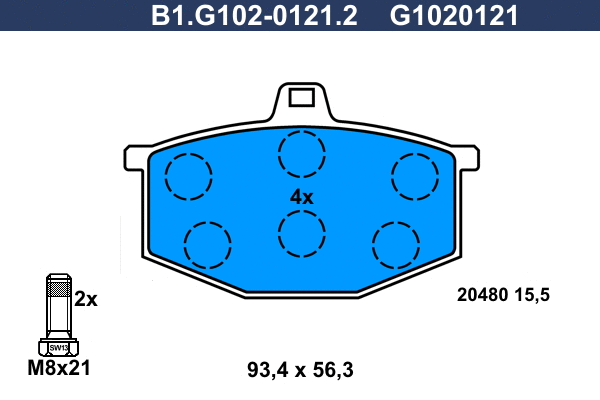 Kit de plaquettes de frein, frein à disque GALFER B1.G102-0121.2