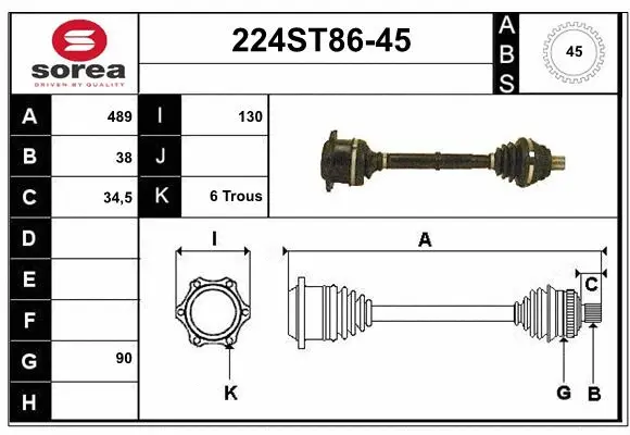 Arbre de transmission STARTCAR 224ST86-45