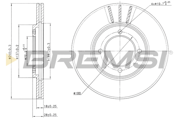 Disque de frein BREMSI CD6607V