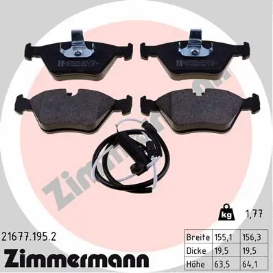 Kit de plaquettes de frein, frein à disque ZIMMERMANN 21677.195.2