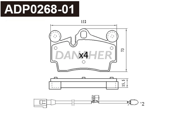 Kit de plaquettes de frein, frein à disque DANAHER ADP0268-01