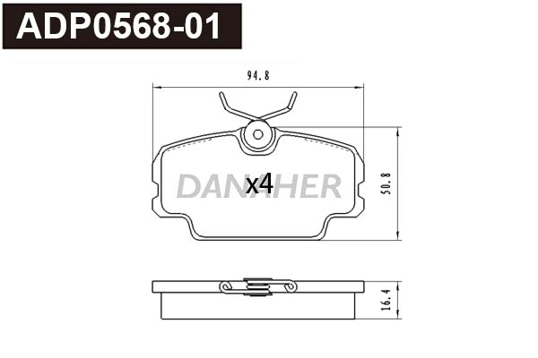 Kit de plaquettes de frein, frein à disque DANAHER ADP0568-01
