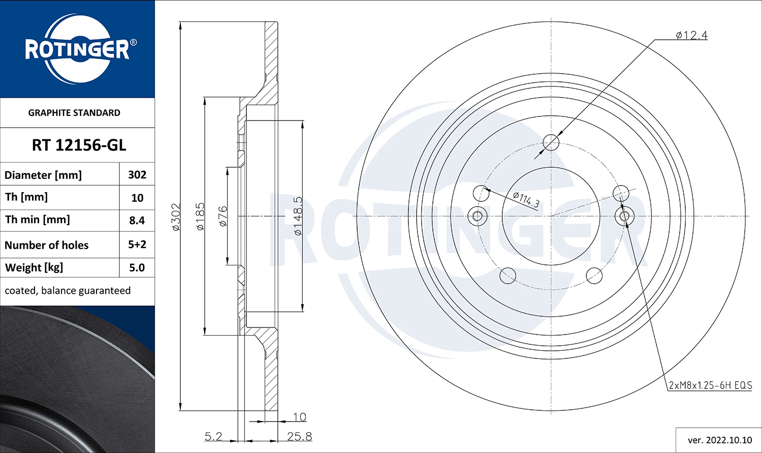 Disque de frein ROTINGER RT 12156-GL
