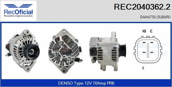 Alternateur RECOFICIAL REC2040362.2
