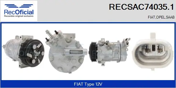 Compresseur, climatisation RECOFICIAL RECSAC74035.1