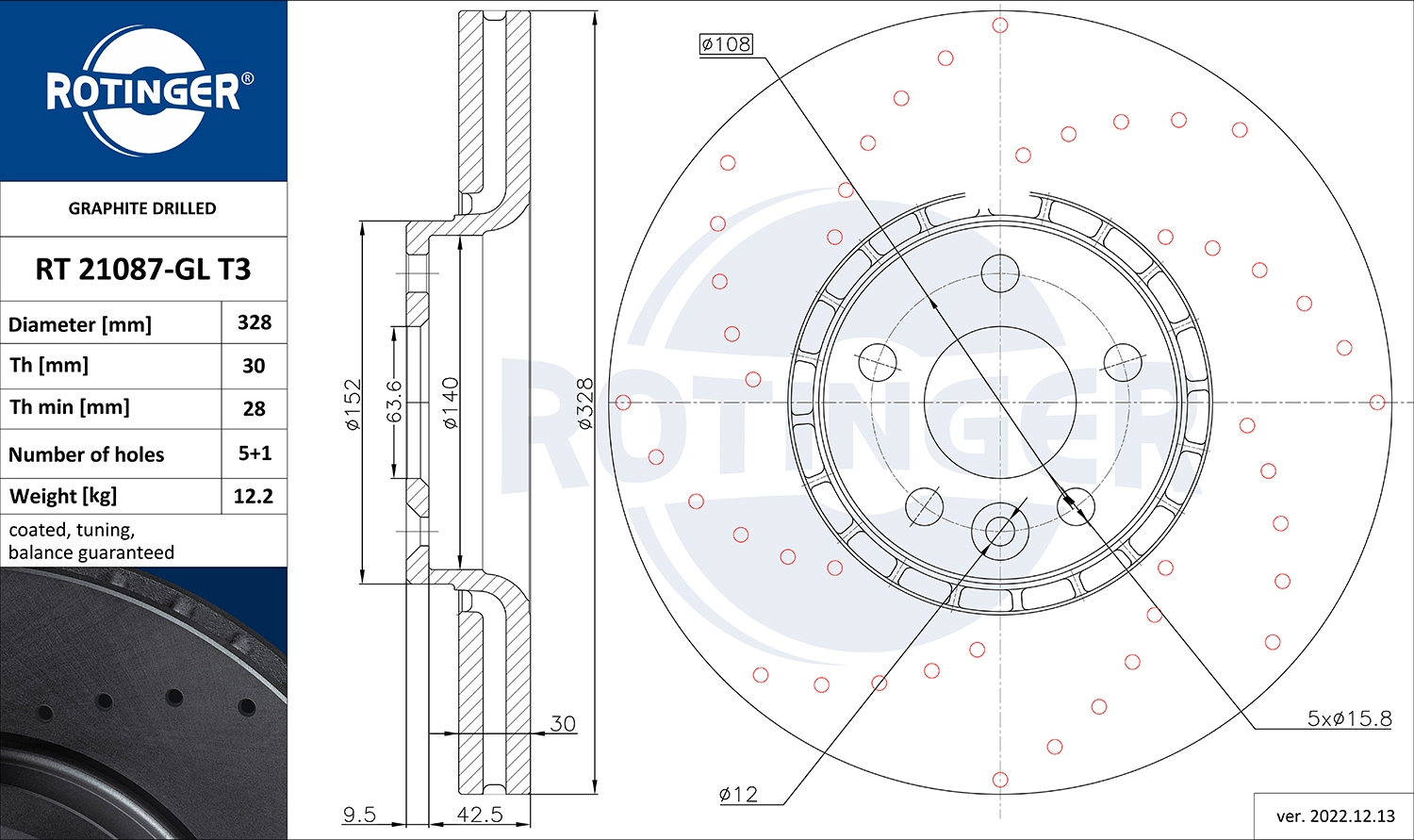 Disque de frein ROTINGER RT 21087-GL T3
