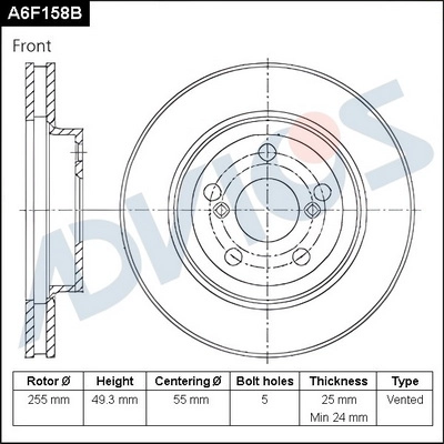 Disque de frein ADVICS A6F158B