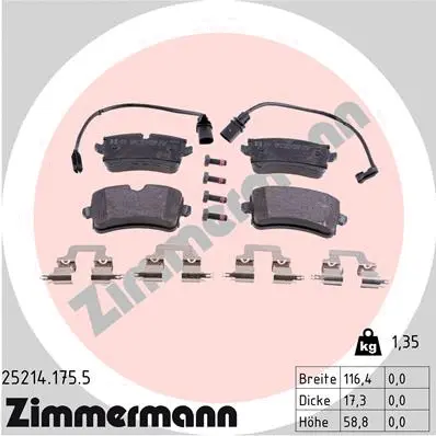 Kit de plaquettes de frein, frein à disque ZIMMERMANN 25214.175.5
