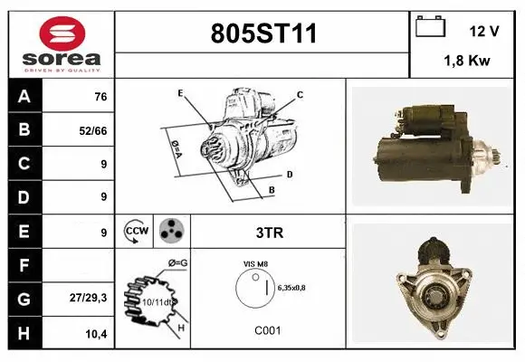 Démarreur STARTCAR 805ST11