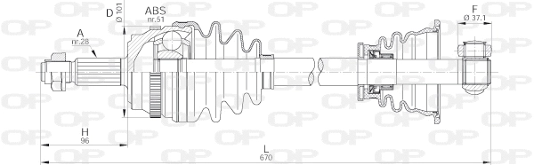 Arbre de transmission OPEN PARTS DRS6180.00