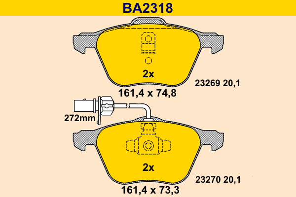 Kit de plaquettes de frein, frein à disque BARUM BA2318