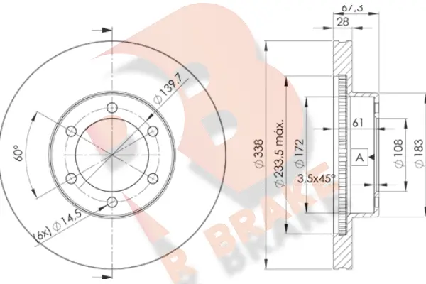 Disque de frein R BRAKE 78RBD22918