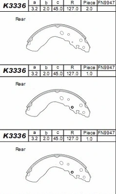 Jeu de mâchoires de frein ASIMCO K3336