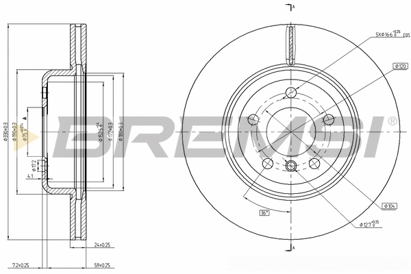 Disque de frein BREMSI CD8039V