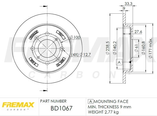 Disque de frein FREMAX BD-1067