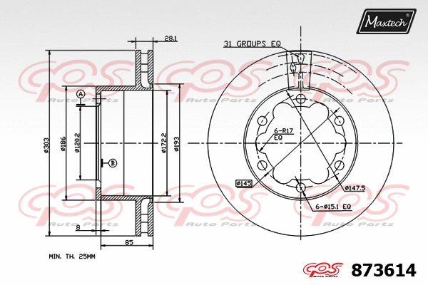 Disque de frein MAXTECH 873614