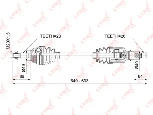 Arbre de transmission LYNXAUTO CD-6703