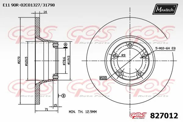 Disque de frein MAXTECH 827012