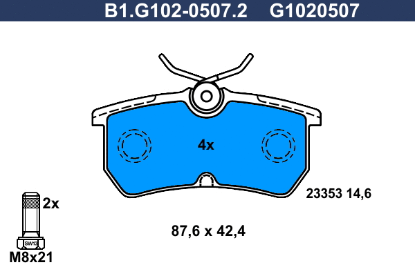 Kit de plaquettes de frein, frein à disque GALFER B1.G102-0507.2