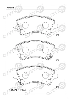 Kit de plaquettes de frein, frein à disque ASIMCO KD2043