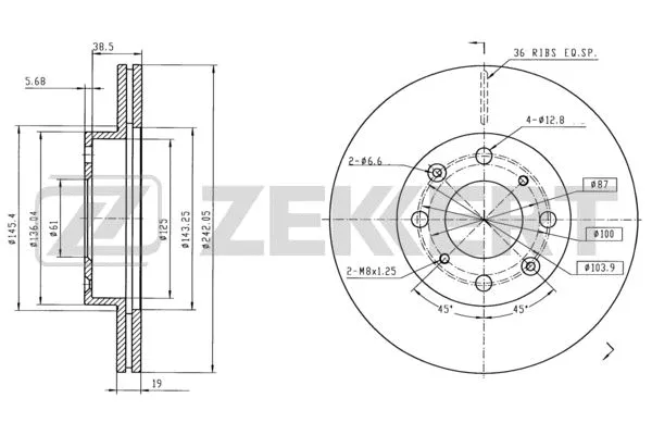 Disque de frein ZEKKERT BS-6430