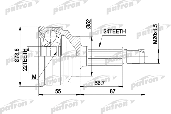 Jeu de joints, arbre de transmission PATRON PCV1024