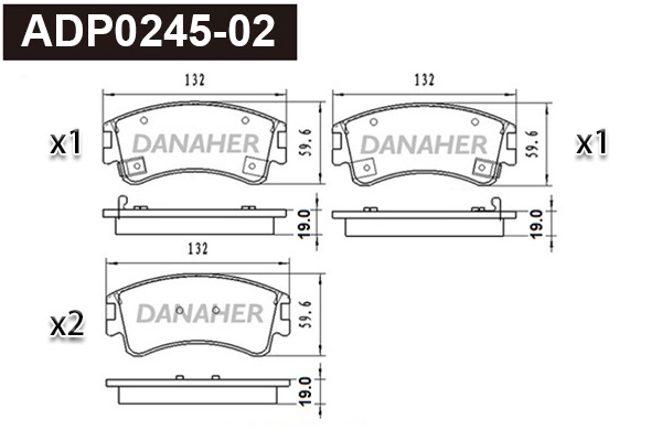Kit de plaquettes de frein, frein à disque DANAHER ADP0245-02