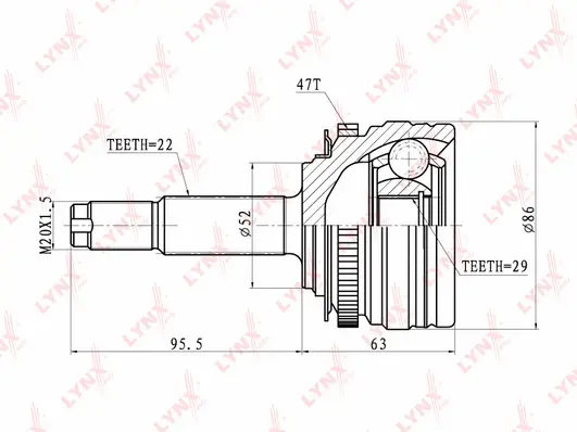 Jeu de joints, arbre de transmission LYNXAUTO CO-1815A