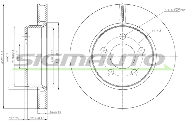 Disque de frein SIGMAUTO DBB759V