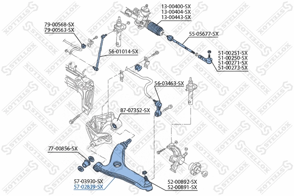 Bras de liaison, suspension de roue STELLOX 57-02839-SX