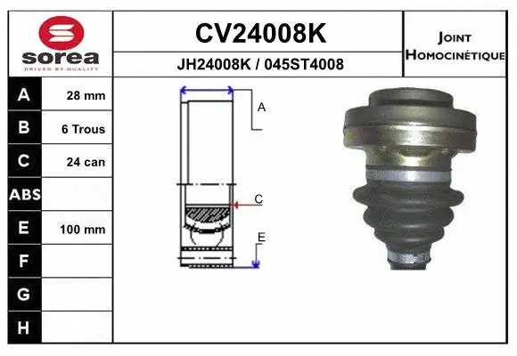 Jeu de joints, arbre de transmission EAI CV24008K